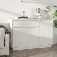 Sideboard Weiß Massivholz Kiefer 110X34X75 Cm Kommode Anrichte