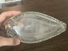 Antique Etched Glass Hunting Flask Stag Deer Ferns &ldquo;Born 1856&rdquo; Personalized