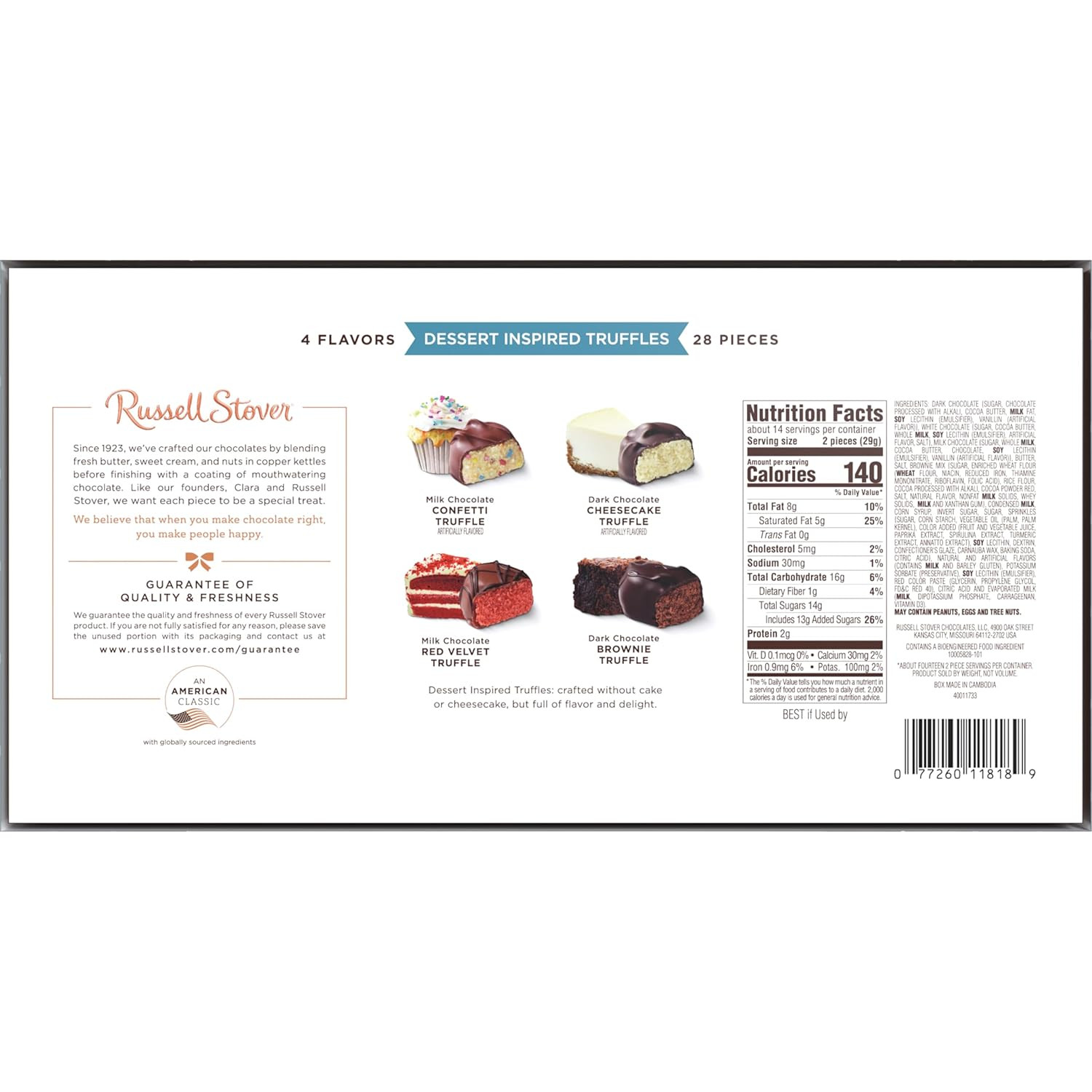 Assorted Milk & Dark Chocolate Dessert Inspired Truffles Candy Gift Box, 14.9 Oz