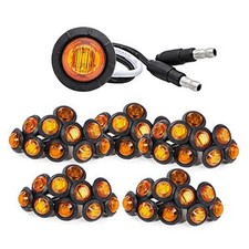 3/4 Inch Side Marker Light Mini Round with Grommets Plug 3 LED for Amber