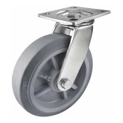 6'' X  2'' Stainless Steel  Non-Marking Rubber Wheel Caster - Swivel (Flat)