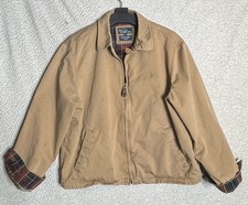 VTG Polo Ralph Lauren Khaki Jacket Mens Large Tan Harrington Plaid Lined Bomber