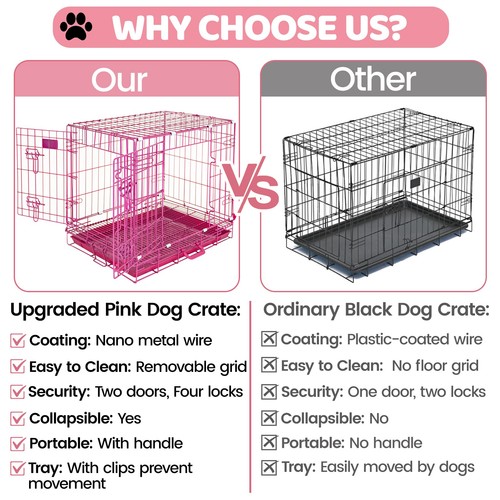 Homey Pet 24" Pink Nano-Coated Metal Wire Dog Crate Cage Kennel for Dog Training - Picture 9 of 10