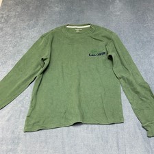 Lacoste French Terry Sleepwear Shirt Men M Olive Green Spellout Logo Relaxed Fit