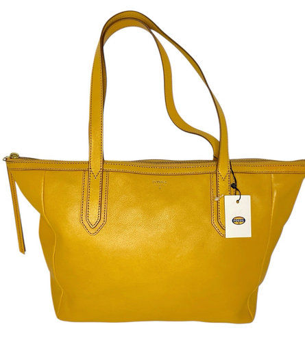 FOSSIL Sydney senfgelb Leder Tasche Schultertasche oben Reißverschluss Handytasche NEU