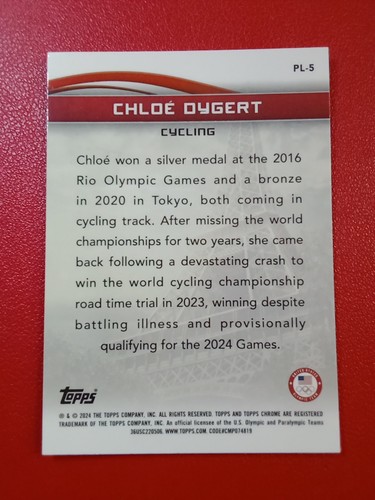 Chloe Dygert To Paris With Love Insert 2024 Topps Chrome US Olympic #PL5 Cycling - Picture 2 of 2