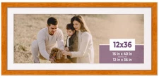 12x36 Frame Honey Pecan With White Picture Mat For 12x36 Photo - Honey Pecan 16x