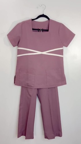 Vintage 60s 70s mauve polyester short sleeve straight leg pant suit set - Video 1 of 1