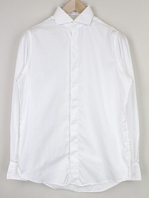 SUITSUPPLY Herren Hemd ~ S Slim Fit Langarm klassisch weiß reine Baumwolle *