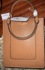 Kate Spade Lena Mini Tote Brown Warm Ginger Pebbled Leather  KJ884 NWT