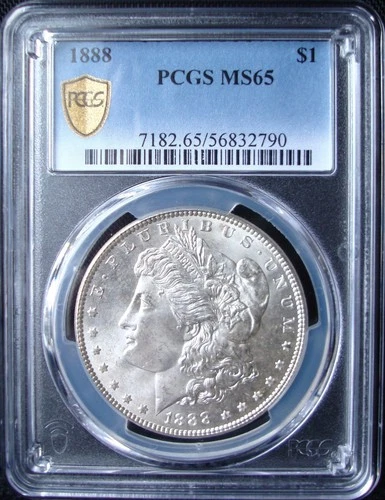 1888 Morgan Silver Dollar - PCGS MS 65 - Gold Shield