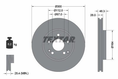 Textar 92106005 Brake Disc for Chrysler, Mercedes-Benz
