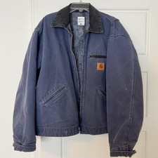 Vintage Carhartt Detroit J64PTL JacketSize XL Made In USA Blue Distressed RARE