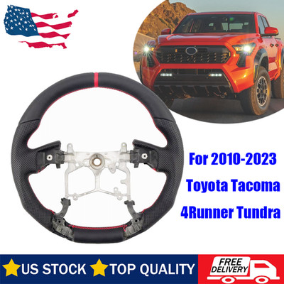 For Toyota Tacoma 4Runner Tundra Sequoia Prado 2010+ Full Leather Steering Wheel