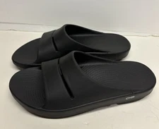 Oofos Men's OOahh Black Open Toe Slip On Slide Recovery Sandals Size 12 US