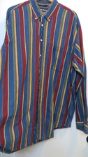 Nautica Shirt Mens XL Blue Multicolor Striped Button Up Long Sleeve Cotton Logo