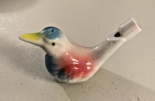 Fischietto acqua uccellino in ceramica pastello multicolore canzone 1,75"x3" - Foto 5 di 9