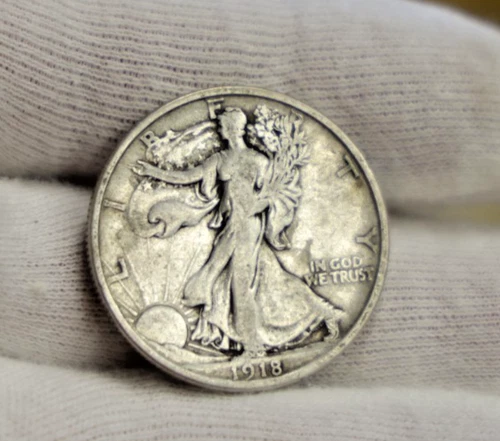 1918 D US Walking Liberty Half Fine+ (Cleaned)