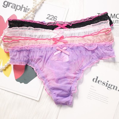 4 Pack Lot Sexy Womens See Through Sheer Panties Thongs Underwear Sissy Lingerie