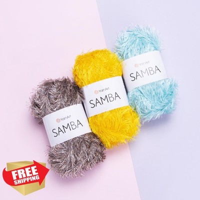 YarnArt Samba Eyelash Yarn 100g Pearl White for Knitting Crochet Scarves