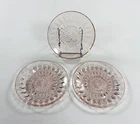 Vintage Jeannette Pink Depression Glass Windsor Diamond 5.5" Bread Plates Set 3