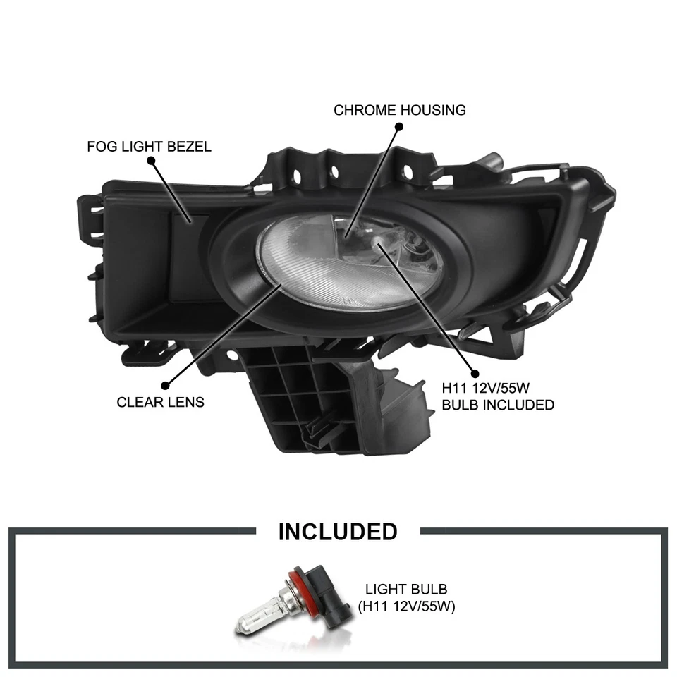 Fits 2007-2009 Mazda 3 Sedan 4Dr Clear Bumper Driving Fog Lights+Switch+Wirings Foto 3 de 4