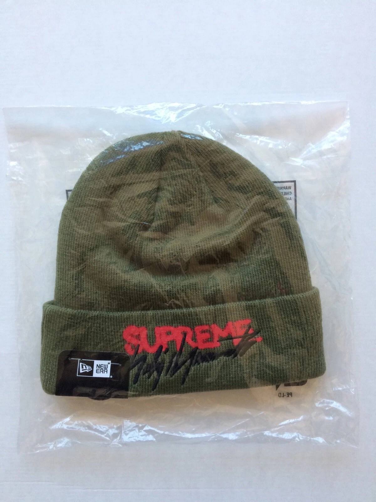 Bonnet Supreme Yohji Yamoto en olive / Neuf AW20 semaine 4 / logo rouge