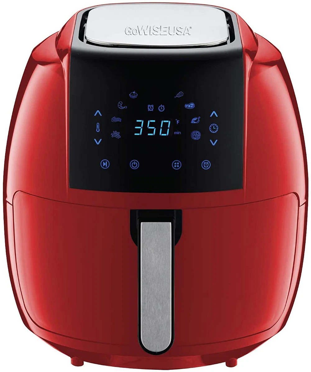 Gowise USA 7-Quart 8-in-1 Digital Air Fryer with Recipe Book, Red