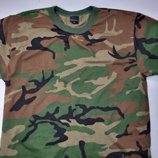Woodland Camo T Shirt XL Military Style Camouflage Cotton Tee USA