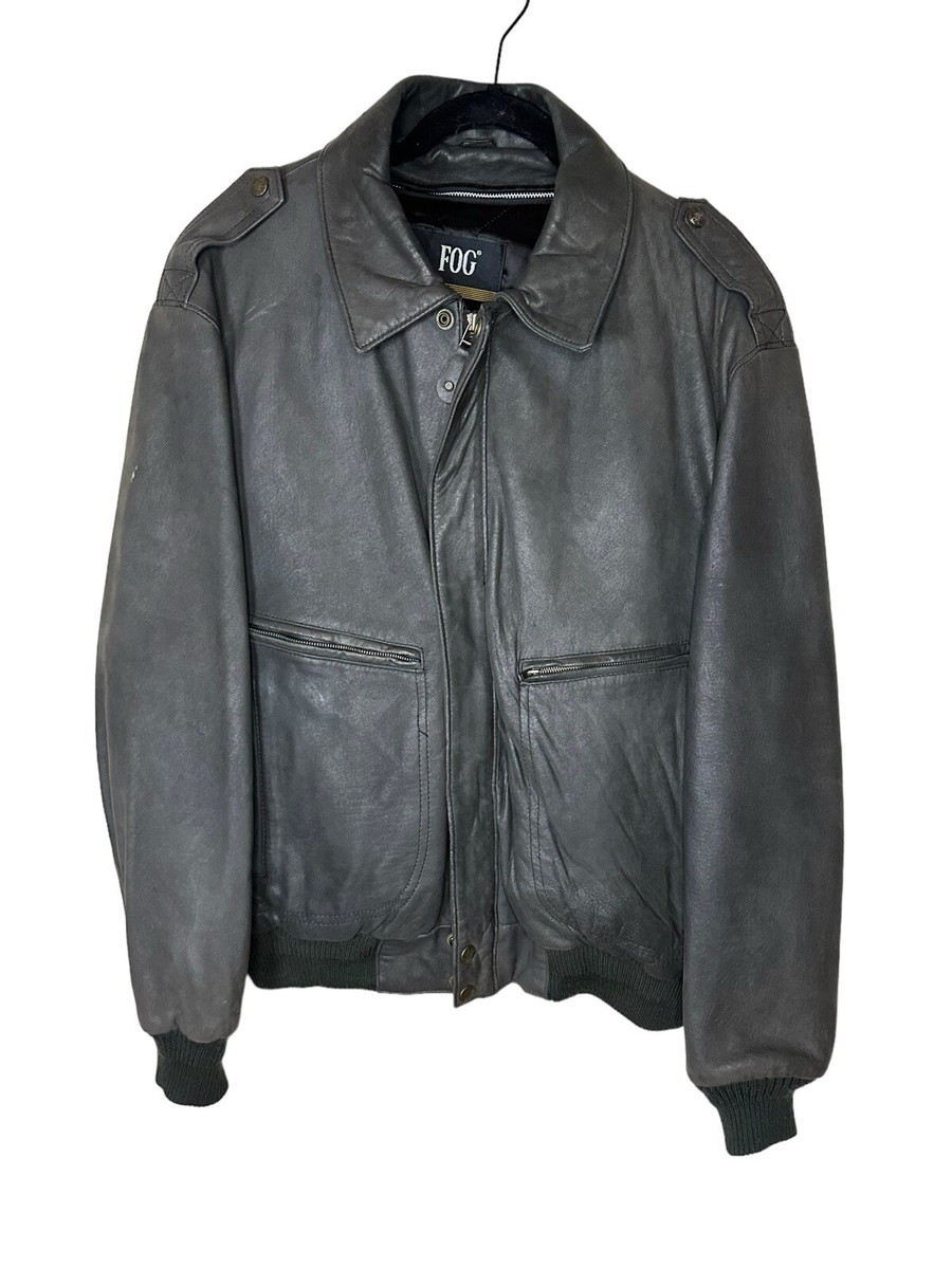 ジャケット・アウター London fog real leather bomber jacket London Fog Genuine leather Bomber Jacket Mens in Dark Grey