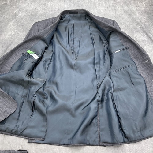 Calvin Klein Suit Men 40R/36W x 29.5L Gray Woven Wool Flat 2pc Classic Career - Imagen 12 de 23
