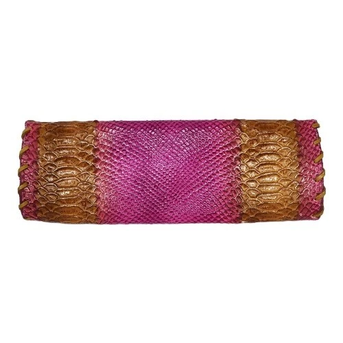 Bolso sin asas de cuero de piel de serpiente Kooba para mujer rosa marrón pitón flecos bolso de mano cartera Foto 4 de 4