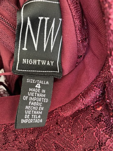 Night Way Merlot Sequined Gown Dress Size 4 - Picture 9 of 12