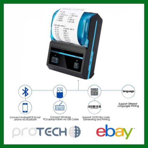 Protech® Tragbarer Thermoetikettendrucker 58 mm Bluetooth Mobiler Etikettenmacher - Bild 2 von 13