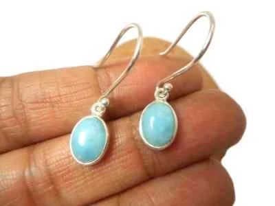 Attraktive Larimar Edelstein 925 Sterling Silber Handgemacht Ohrring D-17 - Bild 1 von 4