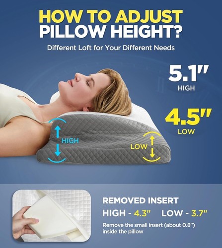 Ultra Comfort Cervical Neck Pillow for Pain , Adjustable Side Sleeping Pillow... - Picture 6 of 6