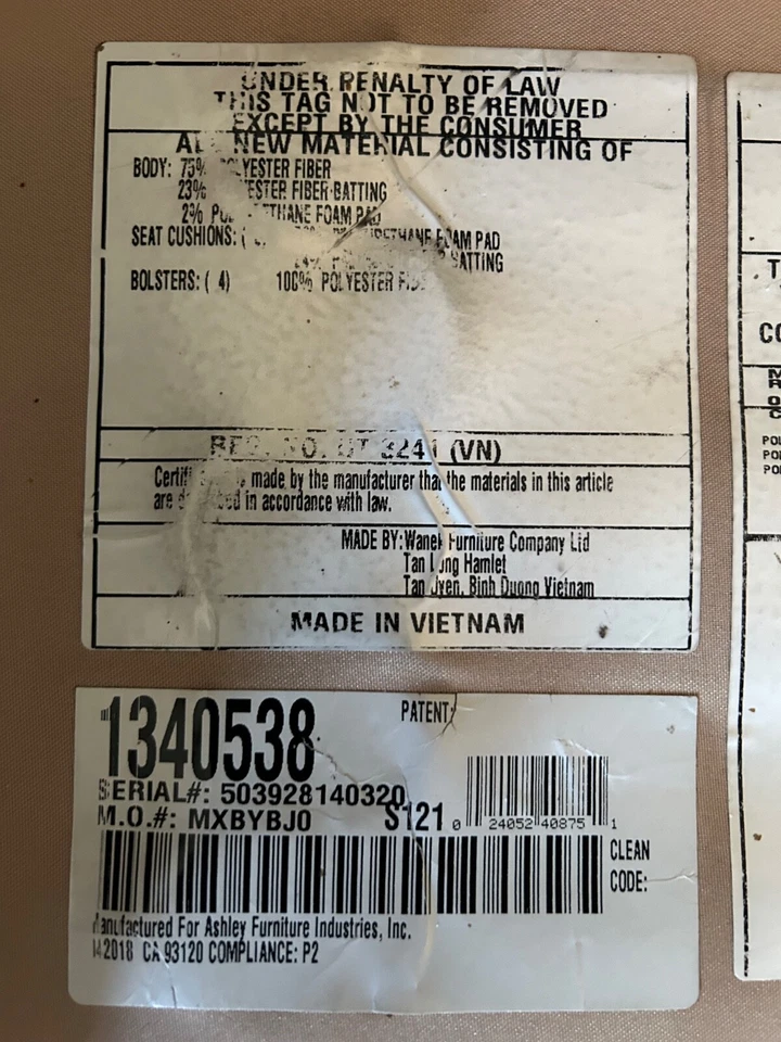 Sofa Couch, 96” X 35” X 40”, Beige, Ashley Furniture Brand - Image 3 of 4