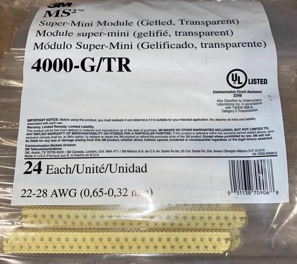 3M MS2 4000-GTR SUPER MINI CABLE SPLICING GEL FILLED CONNECTOR MODULES 24 ct