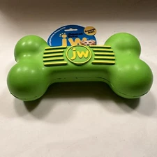 GREEN Squeaker Dog Puppy Fetch Chew Toy LARGE BONE 8 inch PLAYTIME FUN