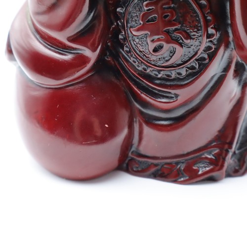 Chinese Red Resin Happy Laughing Buddha Figurine Statue-Heavy Weight - Picture 11 of 15