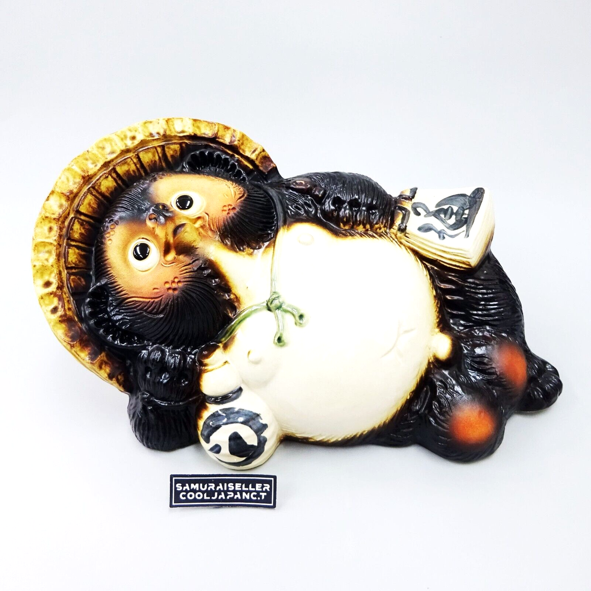 Japanese Shigaraki Yaki Gorone Tanuki Raccoon Dog Lie Down Pottery