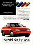 HYUNDAI SCOUPE Automobile Car Ad ~ 1990 Magazine Print Advertisement