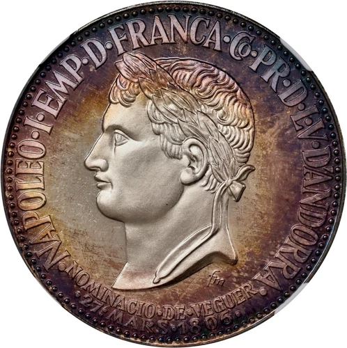 ANDORRA  "NAPOLEON" 1964-FM 50 DINARS SILVER COIN, NGC CERTIFIED GEM PROOF PF66