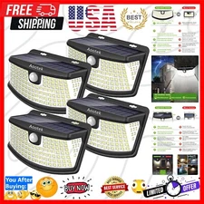 Elegant Solar Motion Sensor Lights - 120 LEDs, 270° Angle & Waterproof 4-Pack