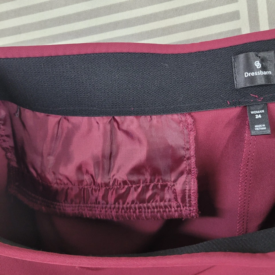 Dressbarn Ankle Pants Plus Size 24 Pull On Stretch Waist Work Burgundy Red - Изображение 3 из 4