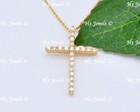 Cross Pendant 0.40 ct shared prong 14k solid Yellow gold Natural Diamond