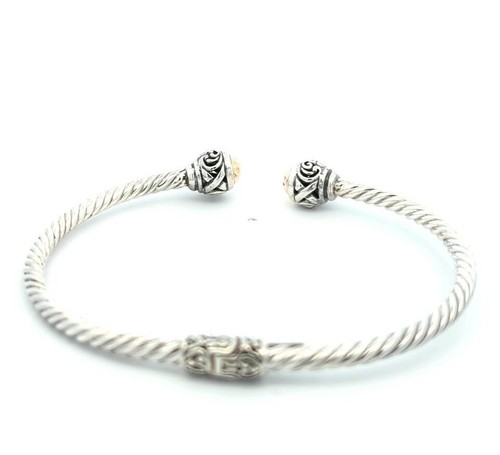 Video 18K Gold 925 Sterlingsilber Samuel B gehämmertes Kabelarmband - Bild 3 von 3