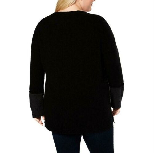 Style & Co. Sz 1X Womens Black Patchwork Casual Tunic Sweater Top Plus New - Picture 2 of 2
