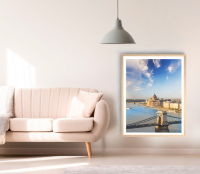 Hungarian Parliament Print, Bridge Wall Art, Sky Framed Beach Wall Art, Coastal