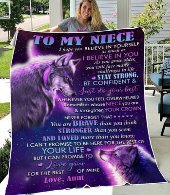 Wolf To My Niece Love You For The Rest Of  Mine Gift From Aunt Fleece Blanket